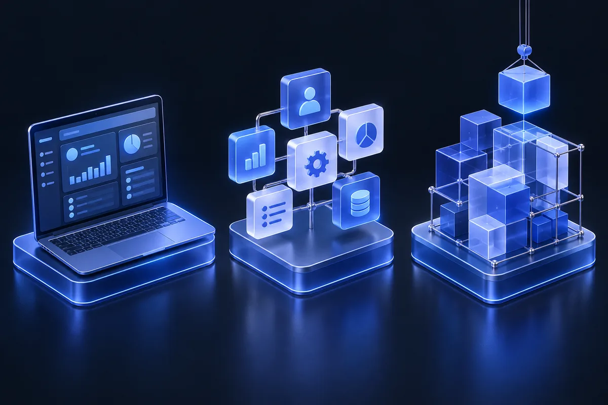 Hazır, uyarlanmış ve özel CRM yapılarını karşılaştıran görsel